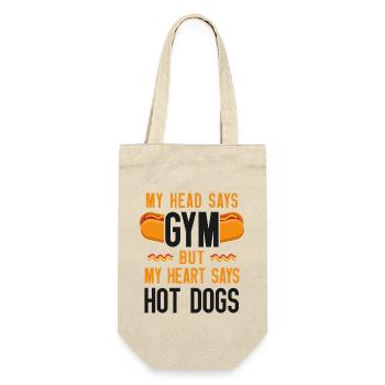 Hot Dog Adult My Head Says Gym But - Geschenkbeutel für Flaschen - Natur - Vorne