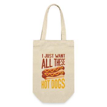 Hot Dog Adult I Just Want All - Geschenkbeutel für Flaschen - Natur - Vorne