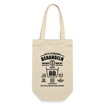 Ossi Schonend behandeln - 80. Geburtstag Geschenk - Geschenkbeutel für Flaschen - Natur - Vorne