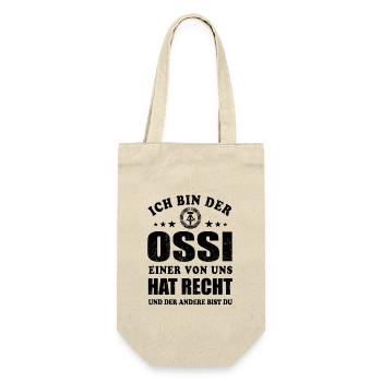 Ich bin der Ossi einer von uns hat Recht - Spruch - Geschenkbeutel für Flaschen - Natur - Vorne
