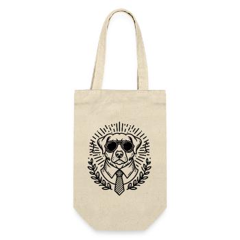 Cool Dog with Sunglasses and Tie - Hund - Gift Bag for Bottles - nature - Front