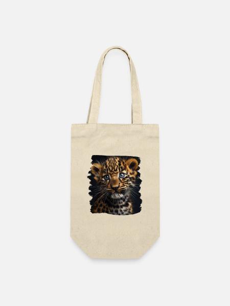 Leoparden Leopard - Geschenkbeutel für Flaschen - Natur