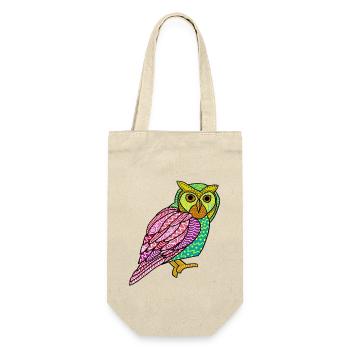 Bunte Eule gemalte Kunst Nächtlicher Vogelliebhaber Cool - Geschenkbeutel für Flaschen - Natur - Vorne