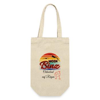 Moin Binz mit Möwe im Retro Style-Insel Rügen/Binz - Geschenkbeutel für Flaschen - Natur - Vorne