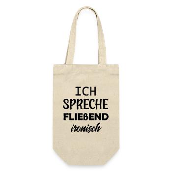 Ich spreche fließend ironisch lustige Sprüche - Geschenkbeutel für Flaschen - Natur - Vorne