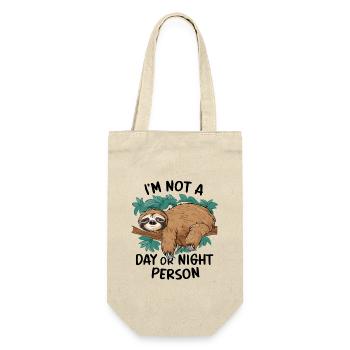 I'm Not A Day Or Night Person Faultier - Geschenkbeutel für Flaschen - Natur - Vorne