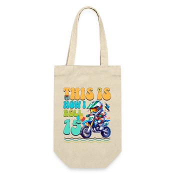 Motocross 15. Geburtstag - Geschenkbeutel für Flaschen - Natur - Vorne