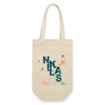 NIKLAS - Beautiful boy name with dinosaur - Gift Bag for Bottles - nature - Front