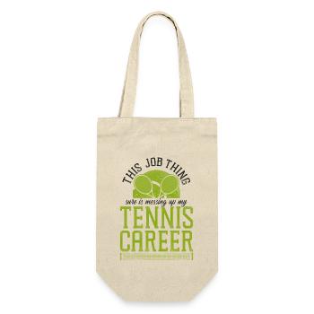 Funny Tennis Player Racket This - Geschenkbeutel für Flaschen - Natur - Vorne