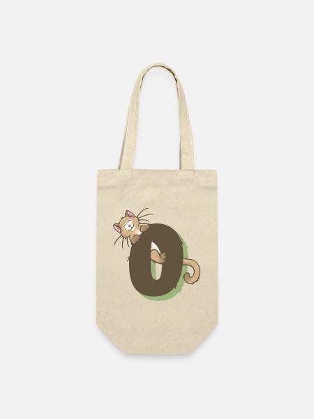 Katze Zahl 0 - Geschenkbeutel für Flaschen - Natur