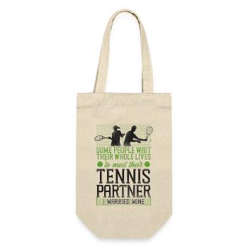 Funny Tennis Player Racket Husband - Gift Bag for Bottles - nature - Front