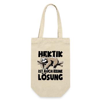 Faultier - Hektik ist auch keine Lösung - Spruch - Geschenkbeutel für Flaschen - Natur - Vorne