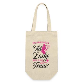 Drôle de joueur de tennis raquette grand-mère - Sac à bouteille - nature - Devant