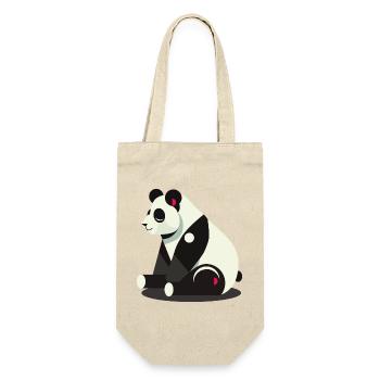 Geometrischer Panda – Minimalistisch und niedlich - Geschenkbeutel für Flaschen - Natur - Vorne