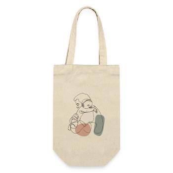 Vater mit Kind Baby - Geschenkbeutel für Flaschen - Natur - Vorne