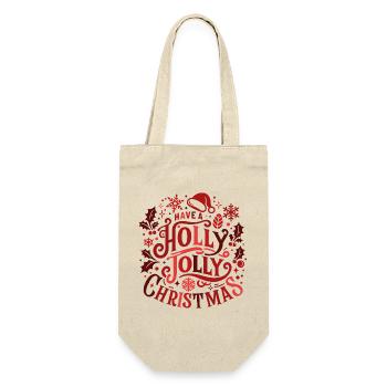 Holly Jolly Christmas Motif - Geschenkbeutel für Flaschen - Natur - Vorne