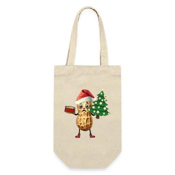 Nikolaus Weihnachtsmann Tannenbaum Erdnuss Kind - Geschenkbeutel für Flaschen - Natur - Vorne