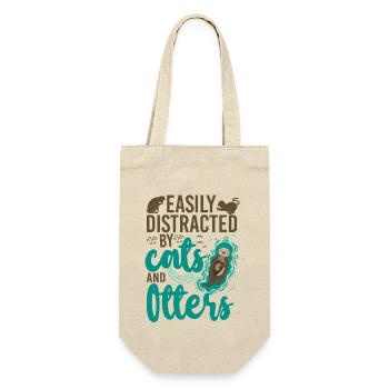 Otter Cat Easily Distracted By - Geschenkbeutel für Flaschen - Natur - Vorne