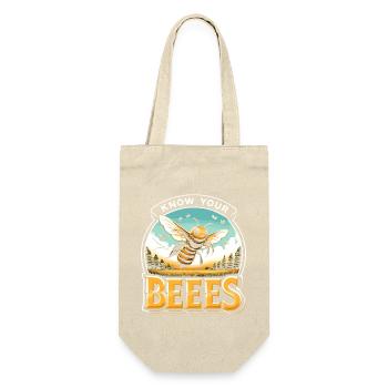 Kenne deine Bienen - Geschenkbeutel für Flaschen - Natur - Vorne