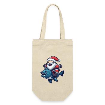 Piranha Fish Santa Claus Cartoon - Gift Bag for Bottles - nature - Front