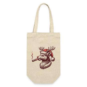 Papa renne avec un chapeau de Noël - Sac à bouteille - nature - Devant