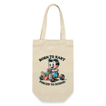 Go-Kart Retro Cartoon Geboren Zum Kartfahren - Geschenkbeutel für Flaschen - Natur - Vorne