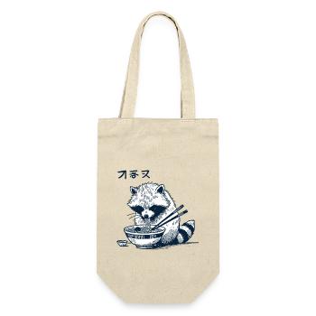 Ukiyo-E Waschbär Ramen Nudeln Retro Japan Kawaii - Geschenkbeutel für Flaschen - Natur - Vorne