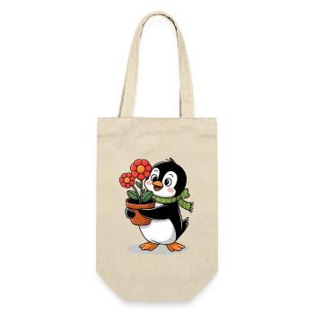Pingouin avec pot de fleurs dans le jardin pour jardinier - Sac à bouteille - nature - Devant