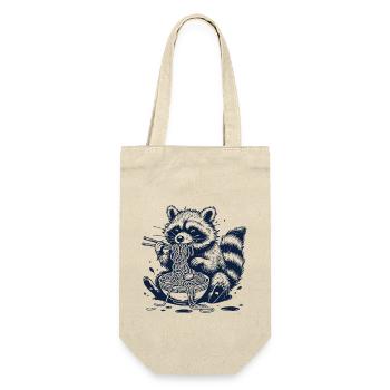 Waschbär Ramen Nudeln Retro Japan Ukiyo-E - Geschenkbeutel für Flaschen - Natur - Vorne
