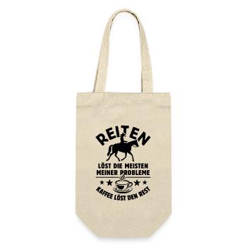 Reiten löst meine Probleme - Kaffee Spruch - Geschenkbeutel für Flaschen - Natur - Vorne