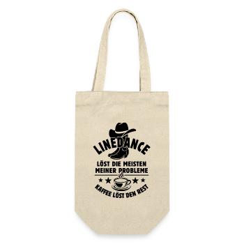 Linedance löst meine Probleme - Kaffee Spruch - Geschenkbeutel für Flaschen - Natur - Vorne