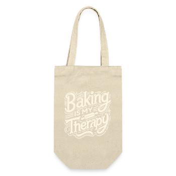 Backen ist meine Therapie - Geschenkbeutel für Flaschen - Natur - Vorne