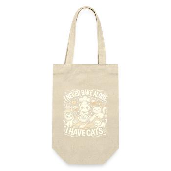 Ich backe nie allein, ich habe Katzen - Geschenkbeutel für Flaschen - Natur - Vorne
