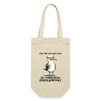 Geh mir aus dem Weg Du unnötiger Sozialkontakt - Geschenkbeutel für Flaschen - Natur - Vorne