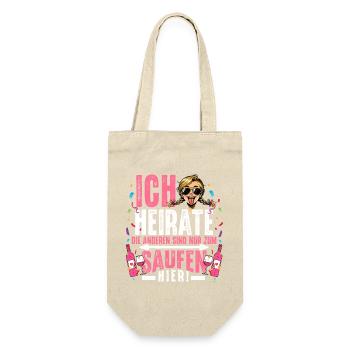 Braut T-Shirt JGA Frauen Junggesellenabschied - Geschenkbeutel für Flaschen - Natur - Vorne