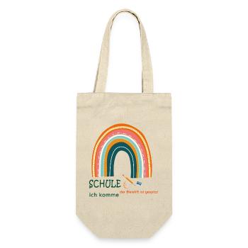 Schule ich komme - Geschenkbeutel für Flaschen - Natur - Vorne
