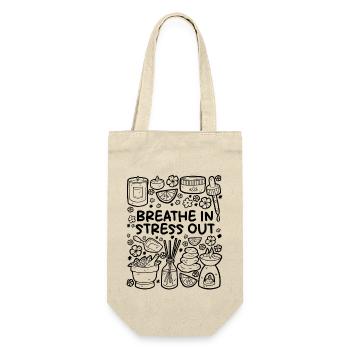 Breath In, Stress Out – Entspannung pur - Geschenkbeutel für Flaschen - Natur - Vorne
