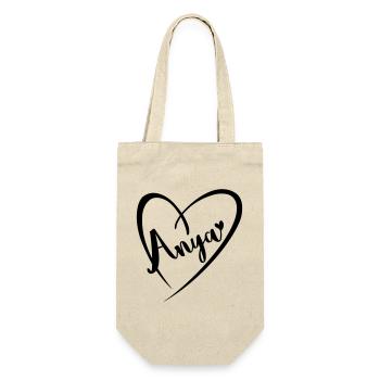 Anya surname first name in heart frame - Gift Bag for Bottles - nature - Front