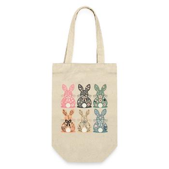 Ostern Blumenhasen Retro Vintage Stil - Geschenkbeutel für Flaschen - Natur - Vorne