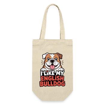 I like my English Bulldog Hundeliebe - Geschenkbeutel für Flaschen - Natur - Vorne