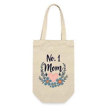 Meilleure maman n° 1 maman – Idée cadeau cœur et fleurs - Sac à bouteille - nature - Devant