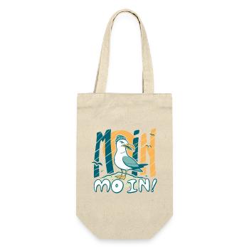 Moin Möwe in Mütze Ostsee und Nordsee Sprüche - Geschenkbeutel für Flaschen - Natur - Vorne