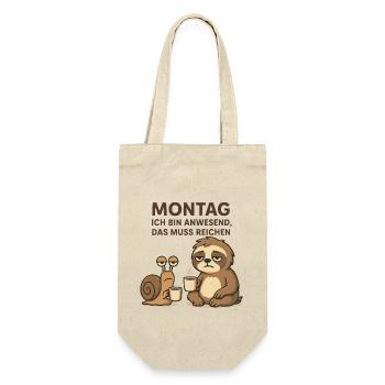 Montag - Bin anwesend Faultier und Kaffee Fun Büro - Geschenkbeutel für Flaschen - Natur - Vorne