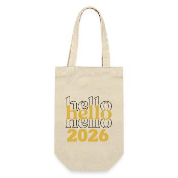 Hello 2026 Neues Jahr Neujahr Silvester Outfit - Geschenkbeutel für Flaschen - Natur - Vorne