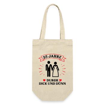 25 Jahre Ehe Verheiratet 25. Hochzeitstag - Geschenkbeutel für Flaschen - Natur - Vorne