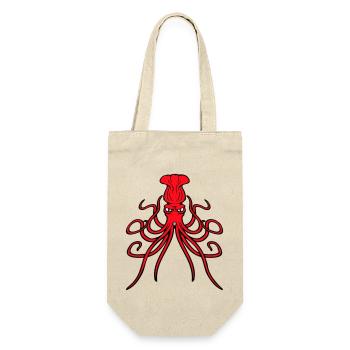 Oktopus Kraken Tintenfisch Kopffüßer böser Blick - Geschenkbeutel für Flaschen - Natur - Vorne