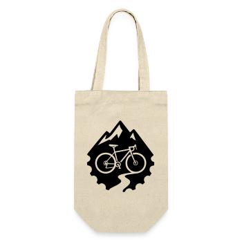 Berg & Gravelbike – Zahnkranz Icon - Geschenkbeutel für Flaschen - Natur - Vorne