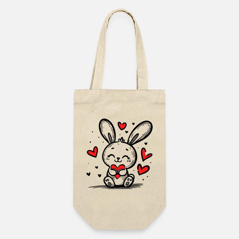 Lapin d’amour plein de cœurs - Sac à bouteille - nature