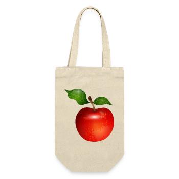 Leuchtend roter Apfel mit Blättern Illustration - Geschenkbeutel für Flaschen - Natur - Vorne