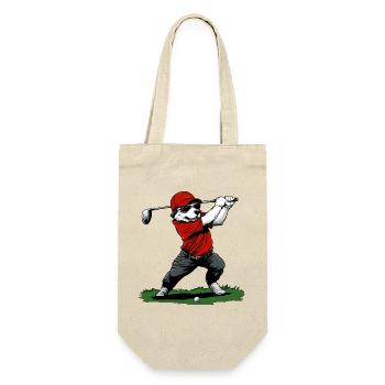Hund Golf - Geschenkbeutel für Flaschen - Natur - Vorne